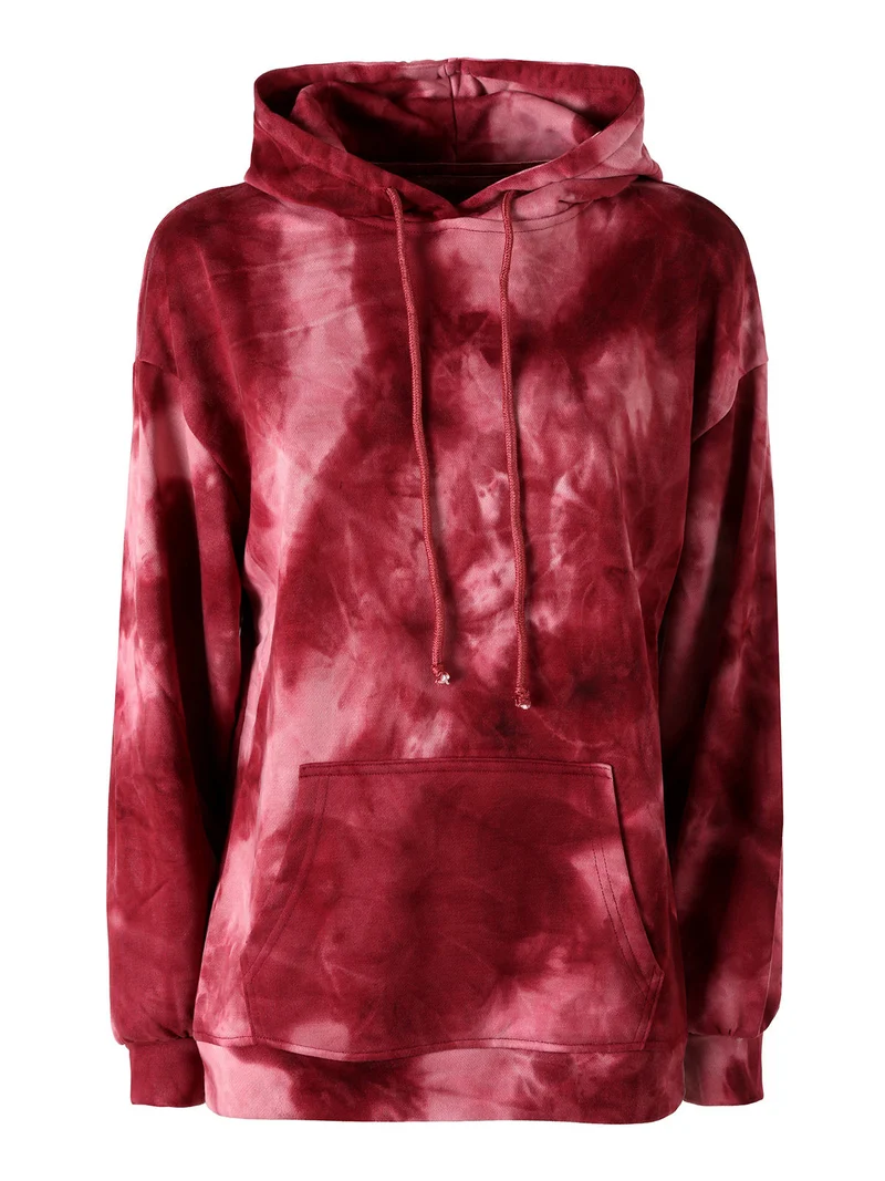 Felpa colorata da donna oversize con cappuccio - bordeaux