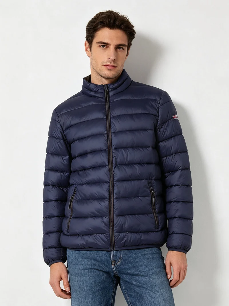 Giubbotto imbottito da uomo con zip - blu scuro