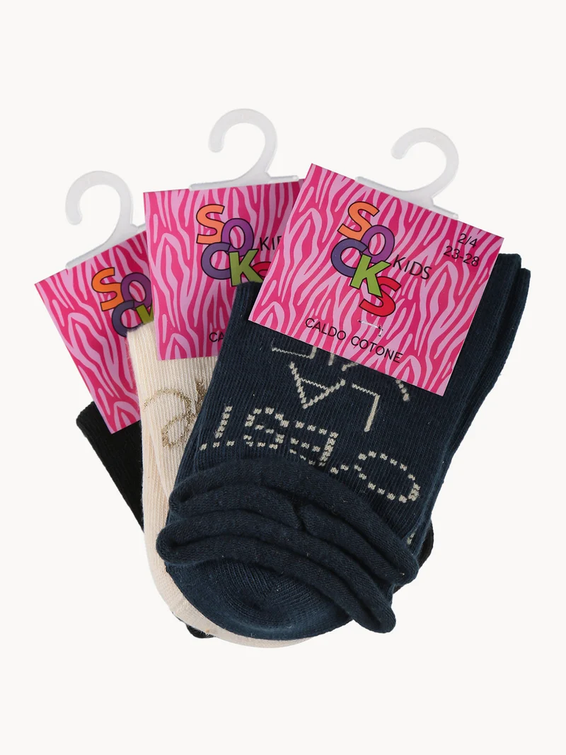 Calze corte da bambina confezione da 3 paia - blu scuro