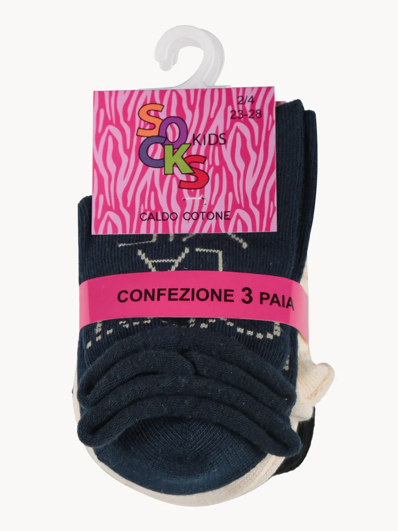 Calze corte da bambina confezione da 3 paia - blu scuro