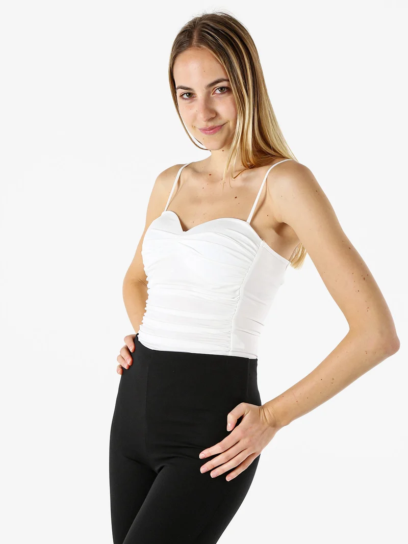 Lovery Top body sgambato con coppe imbottite - bianco