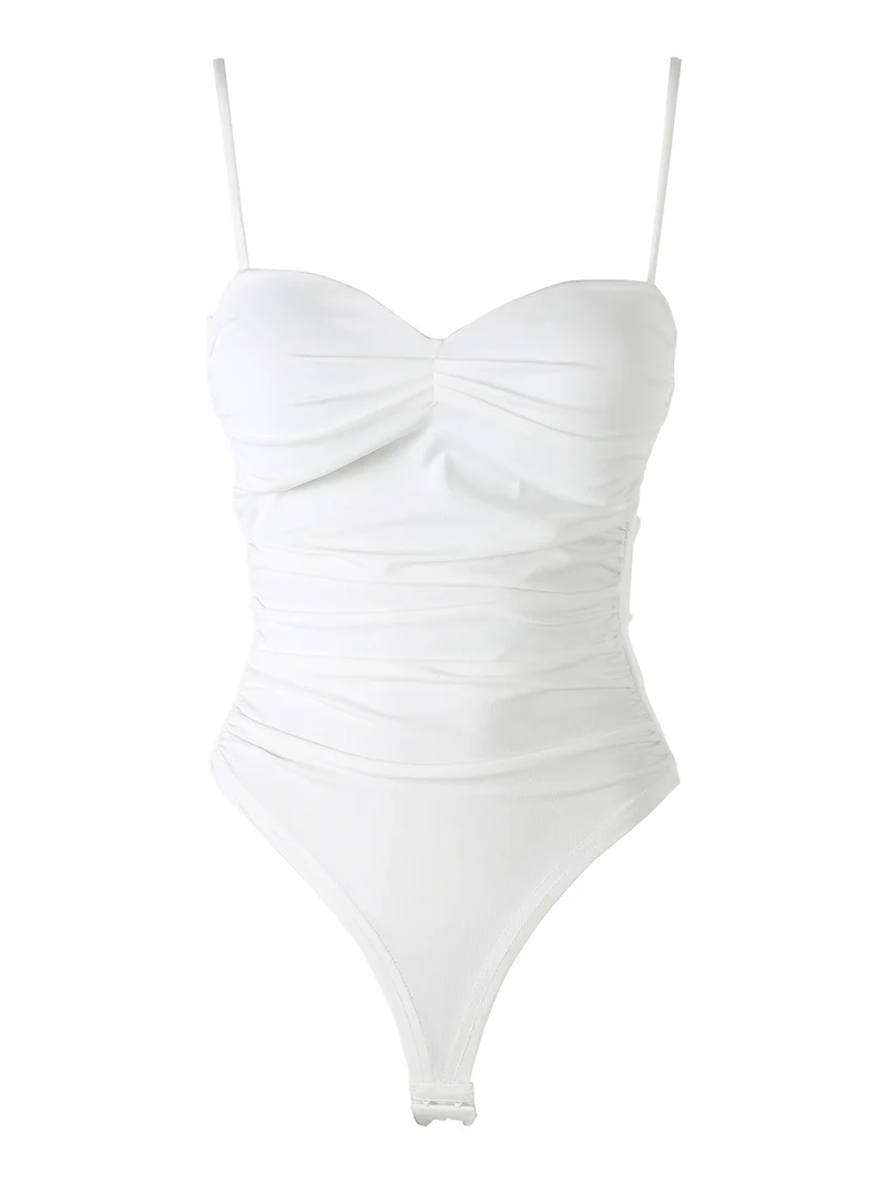 Lovery Top body sgambato con coppe imbottite - bianco