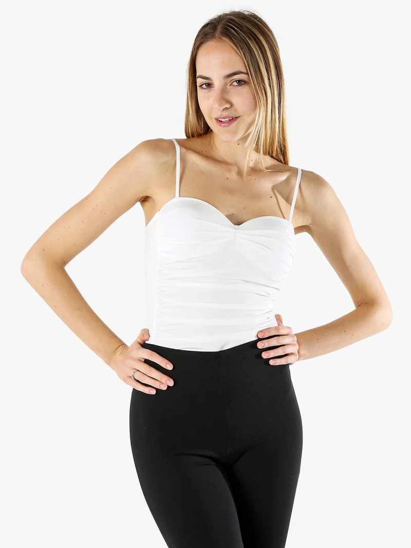 Lovery Top body sgambato con coppe imbottite - bianco