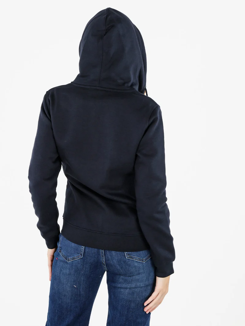 Felpa donna con cappuccio e zip e interno felpato - blu scuro