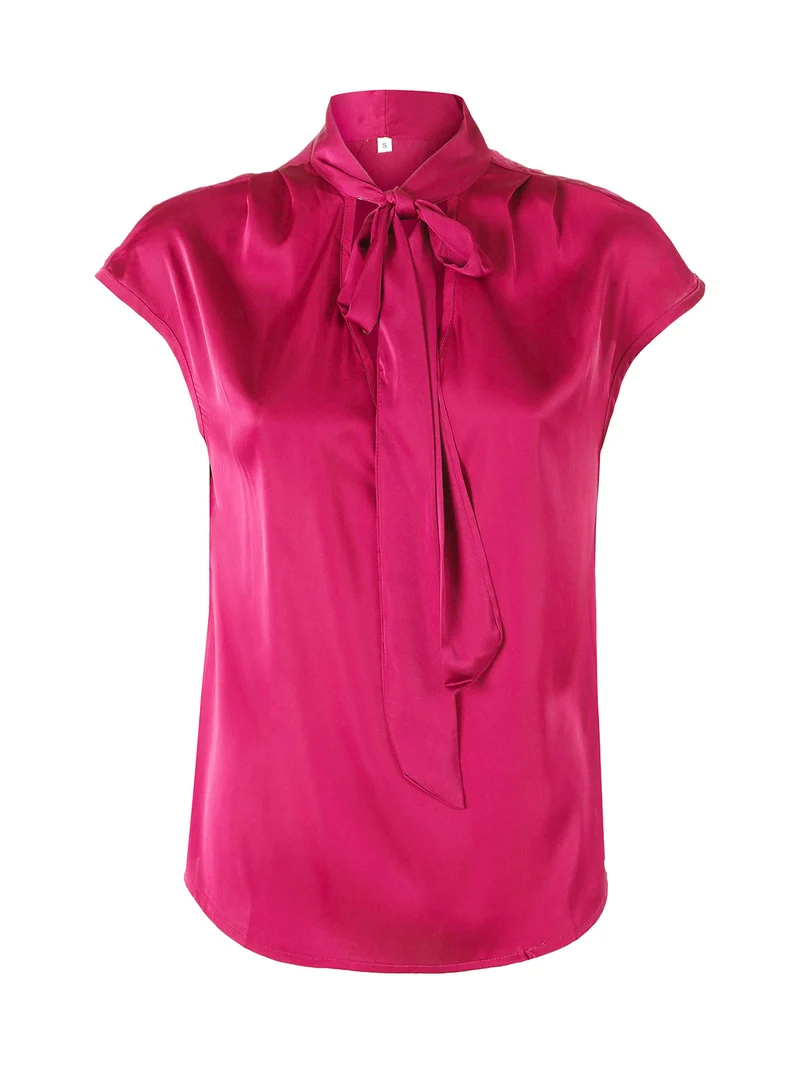 Blusa donna senza maniche con scollo a V profondo - fucsia
