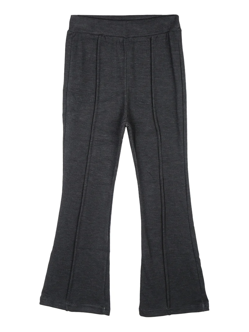 Leggings da bambina a zampa in tessuto caldo - nero