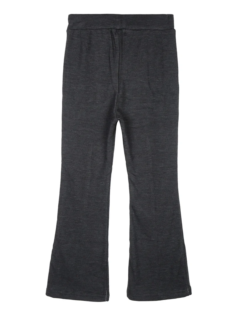Leggings da bambina a zampa in tessuto caldo - nero