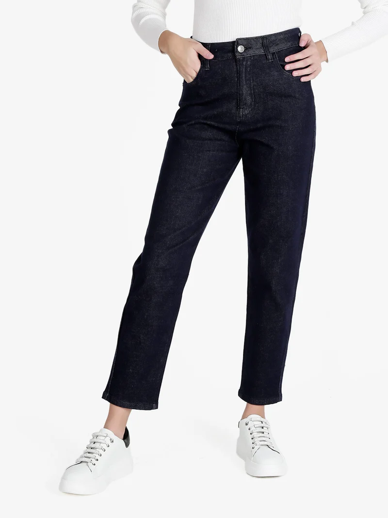 Jeans donna mom fit - blu scuro
