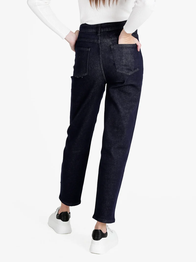 Jeans donna mom fit - blu scuro