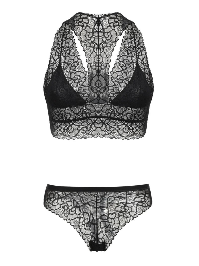 Coordinato intimo in pizzo - nero