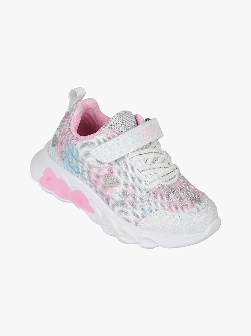 Sneakers da bambina glitter con luci - bianco
