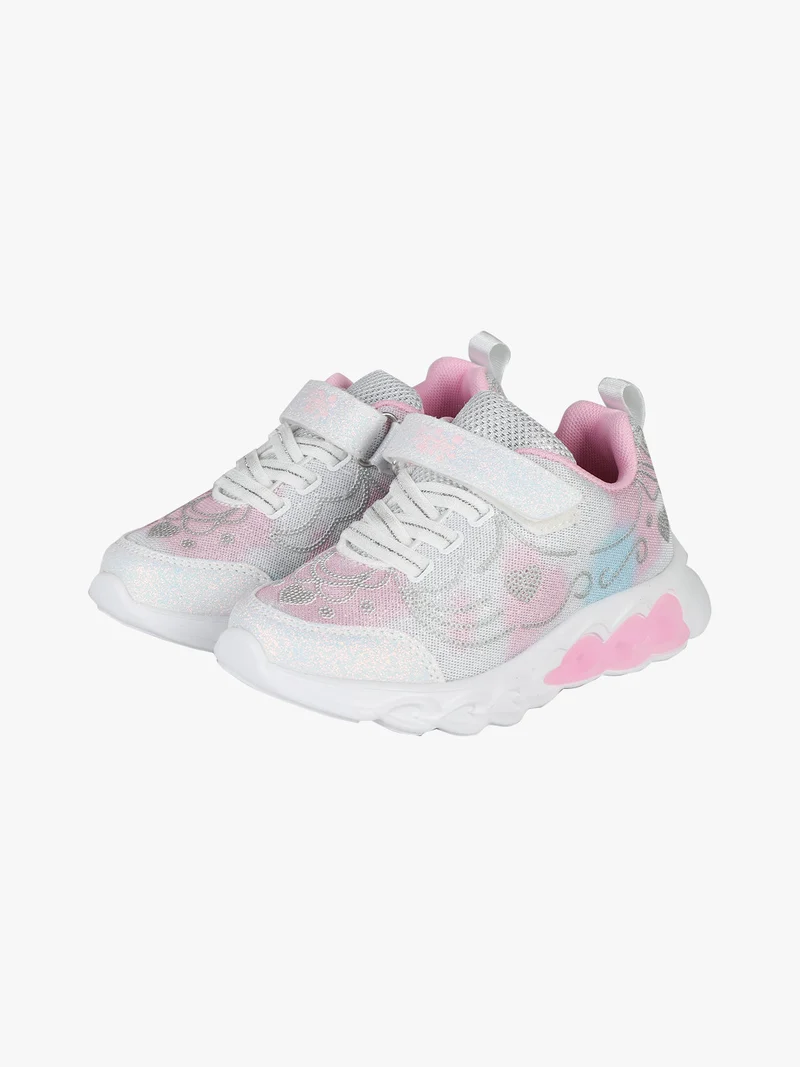 Sneakers da bambina glitter con luci - bianco