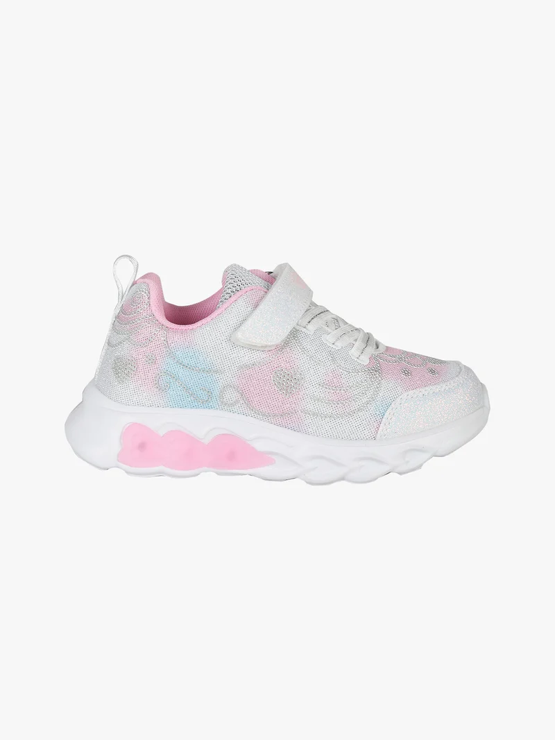 Sneakers da bambina glitter con luci - bianco
