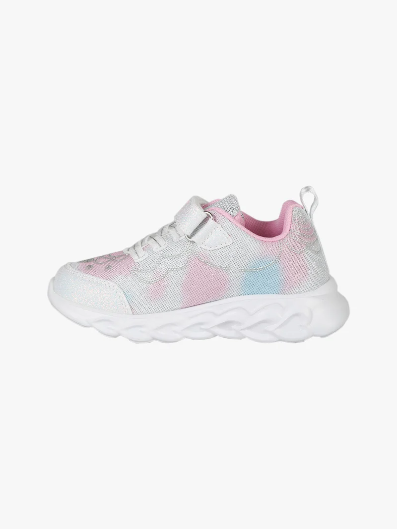 Sneakers da bambina glitter con luci - bianco