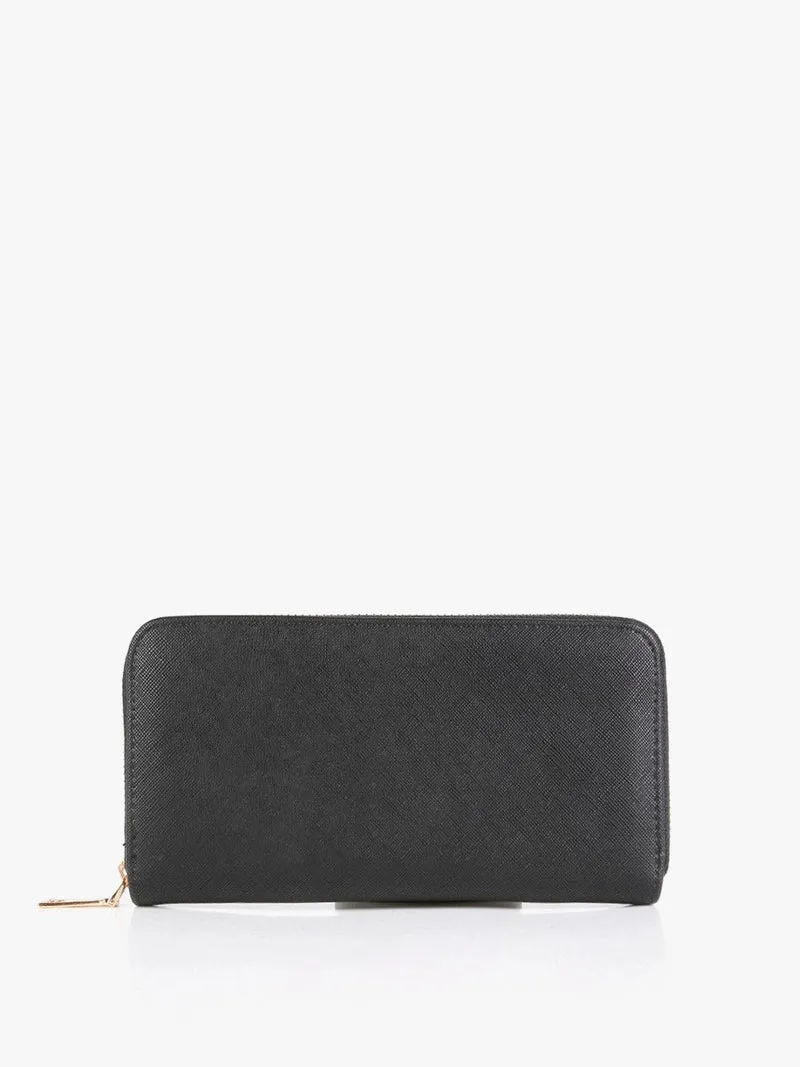 Portafoglio nero con cerniera - nero