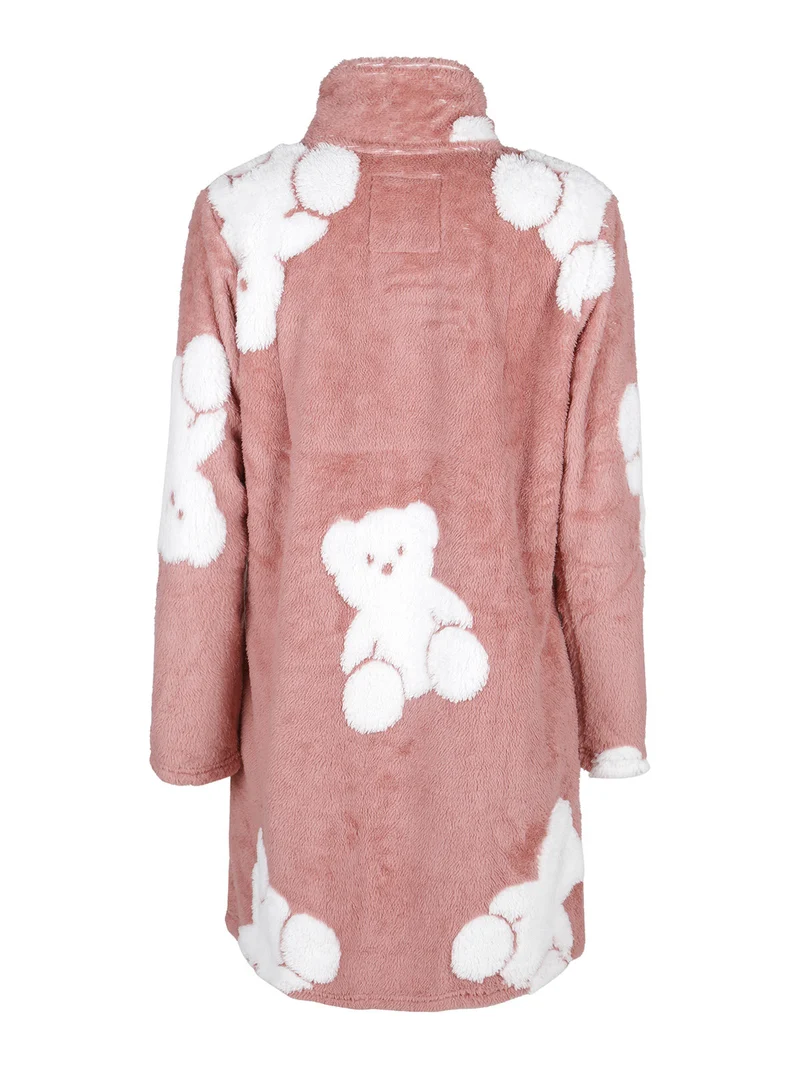 Vestaglia donna full zip in ecopelo - rosa