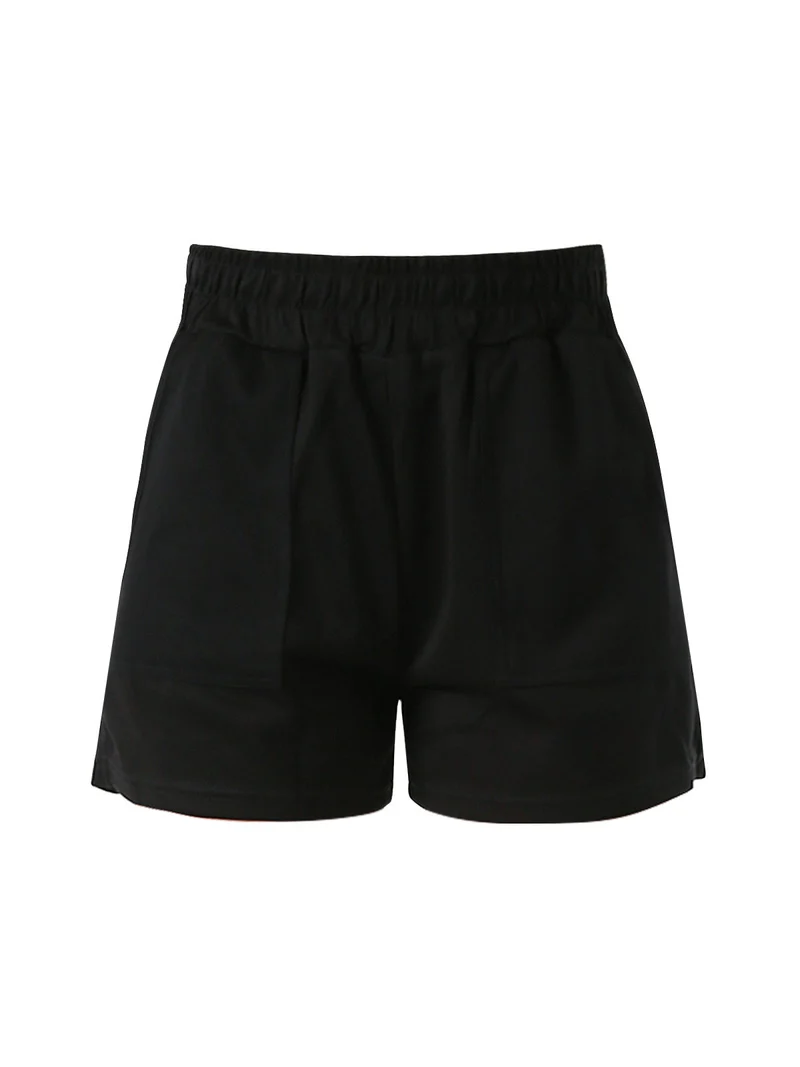 Shorts donna con elastico in vita - nero