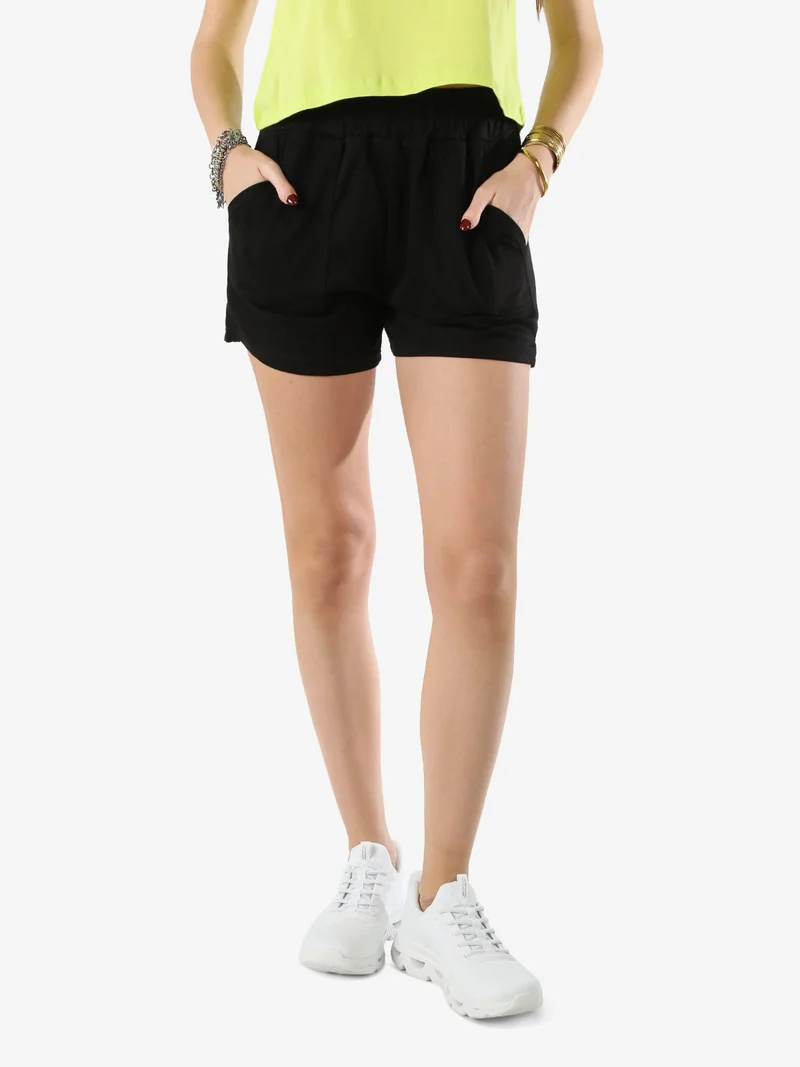 Shorts donna con elastico in vita - nero