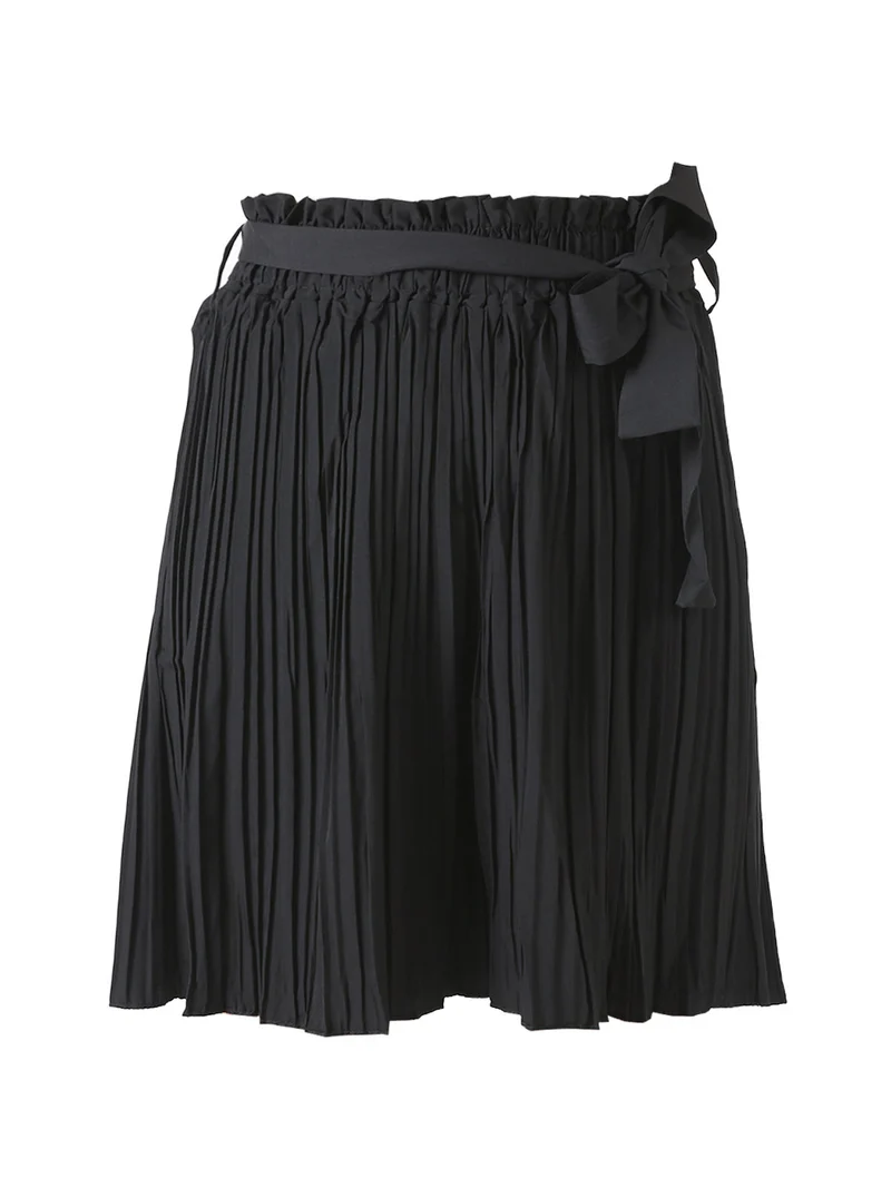 Shorts donna plissettati a vita alta - nero