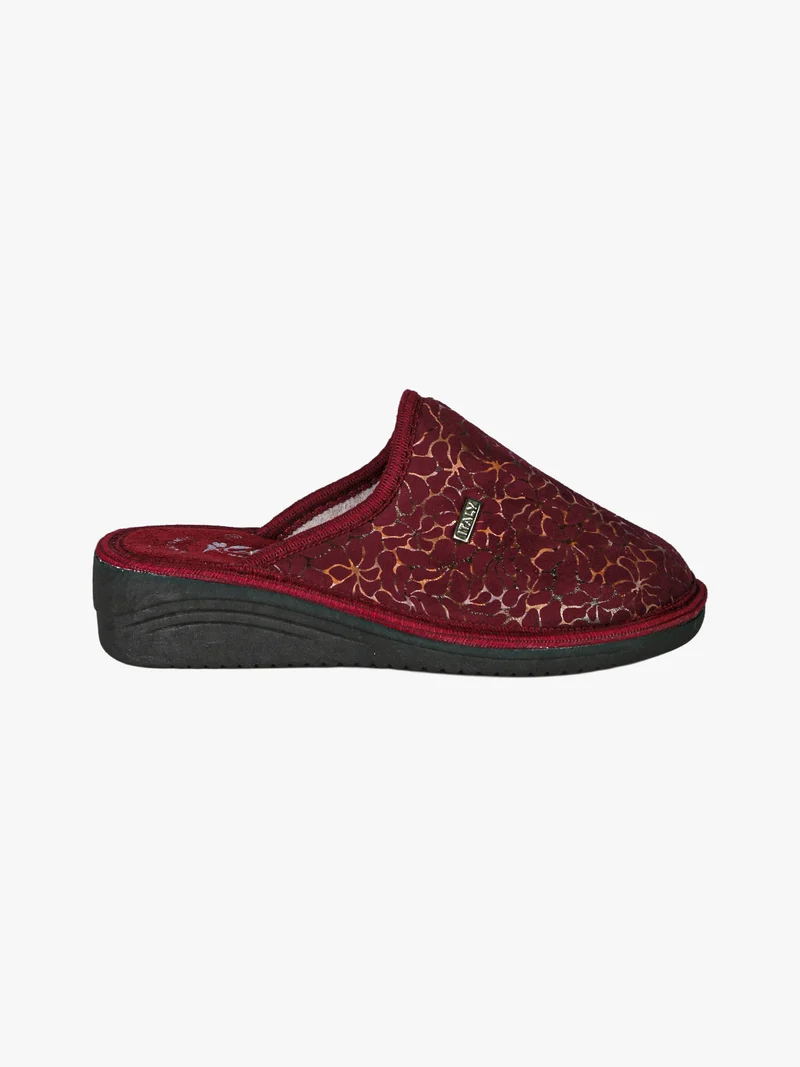 Pantofole donna invernali con zeppa - bordeaux