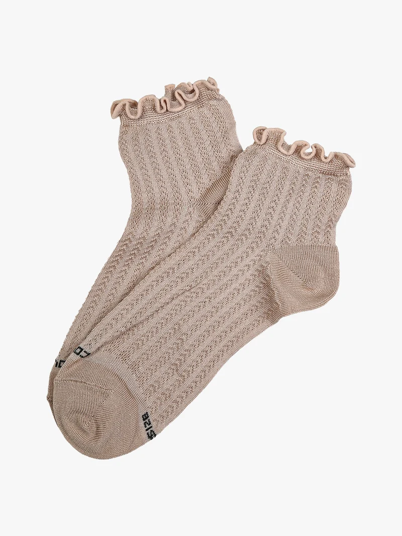 Calze corte da donna con bordo a volant - khaki