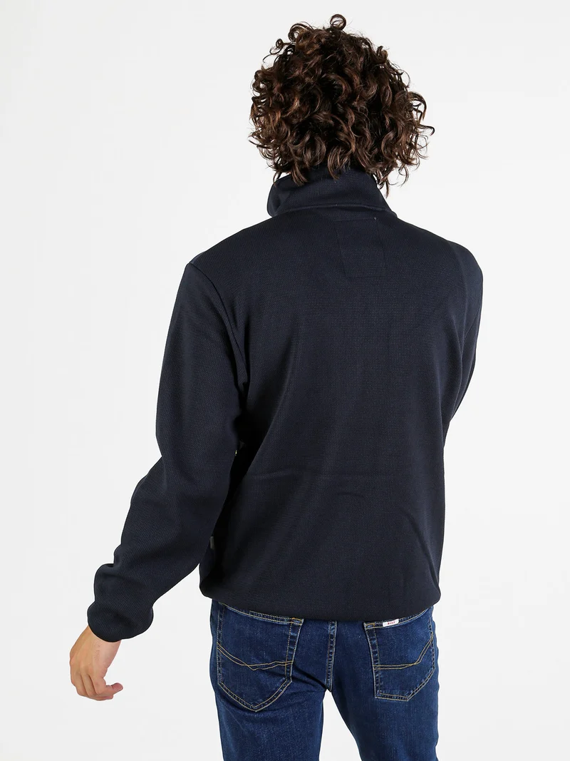 Giacca sportiva da uomo a collo alto con zip - blu scuro
