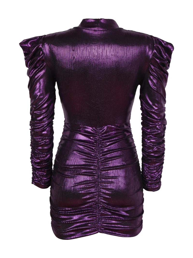 Vestito donna con lurex drappeggiato - viola