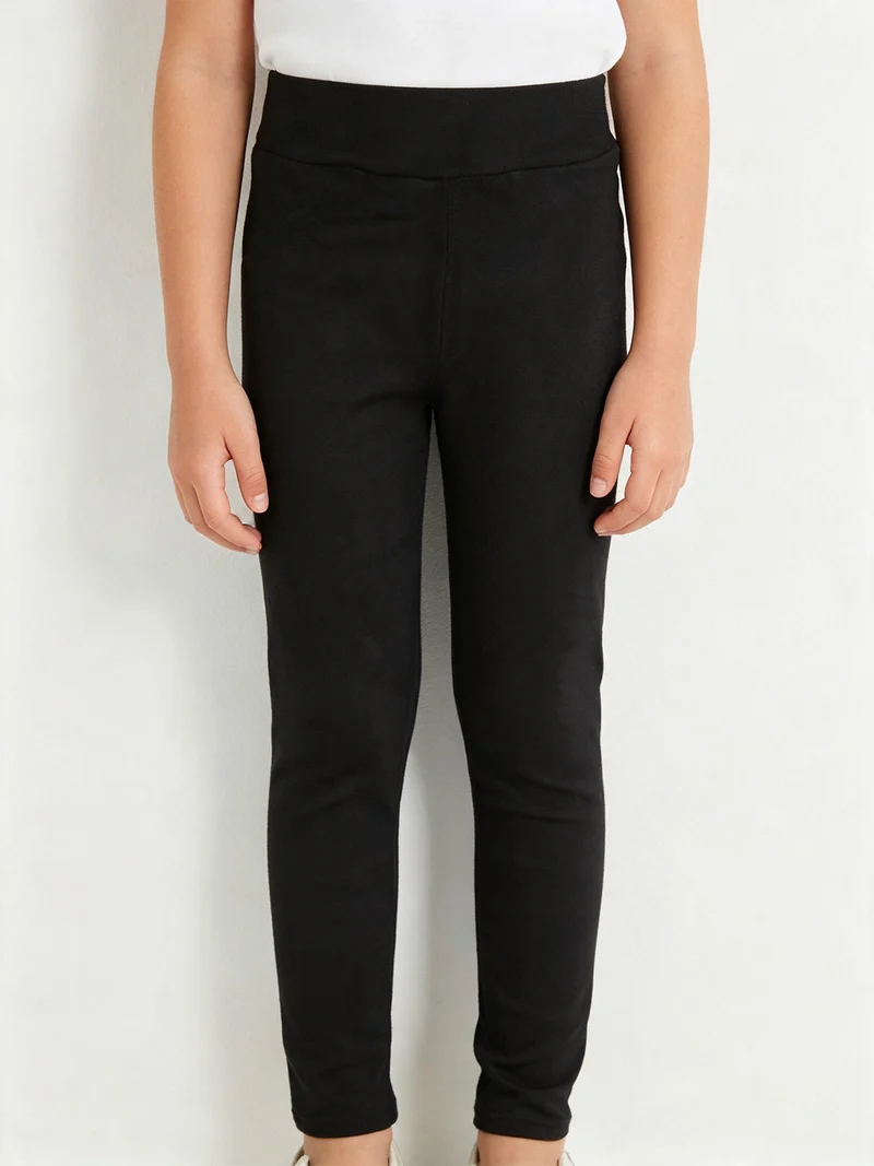 Leggings da bambina in tessuto caldo - nero