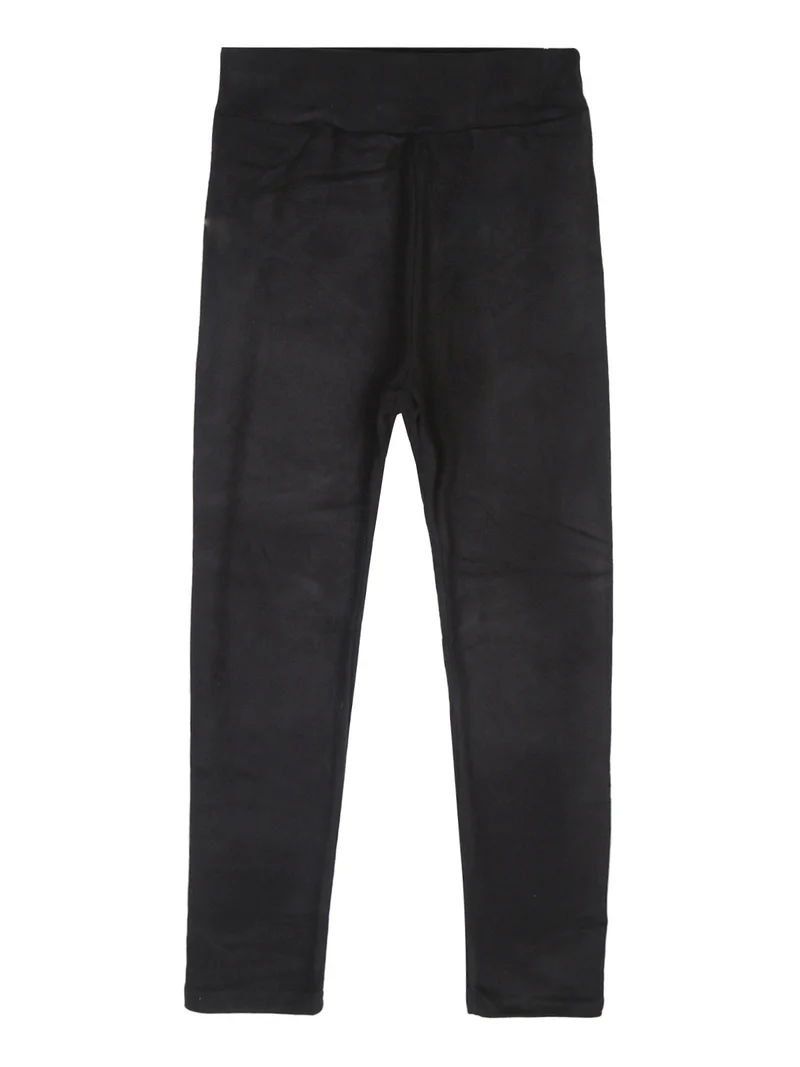 Leggings da bambina in tessuto caldo - nero