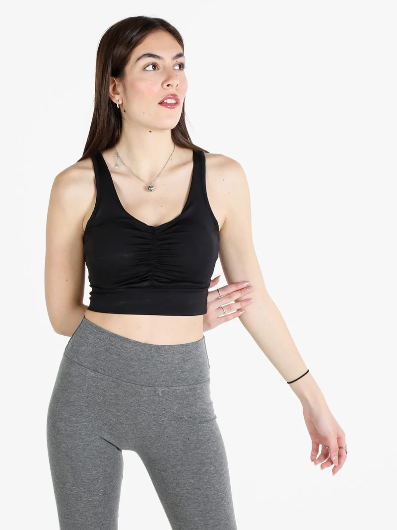 Top donna con coppe imbottite - nero