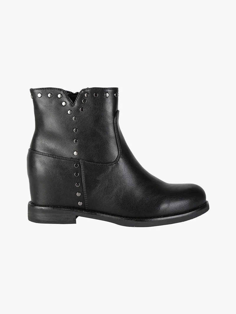 Stivaletti donna con borchie e zeppa interna - nero