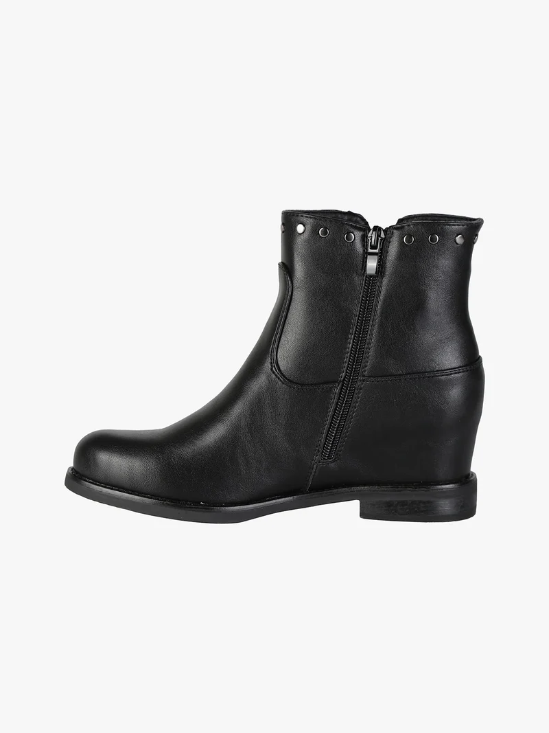 Stivaletti donna con borchie e zeppa interna - nero