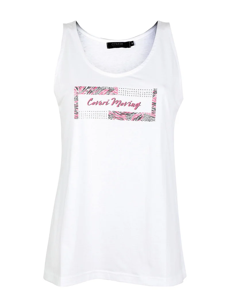 Canotta donna in cotone con scritta - bianco