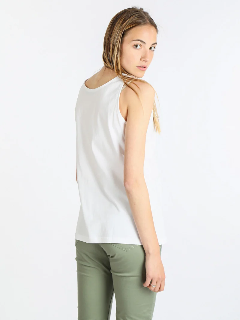 Canotta donna in cotone con scritta - bianco