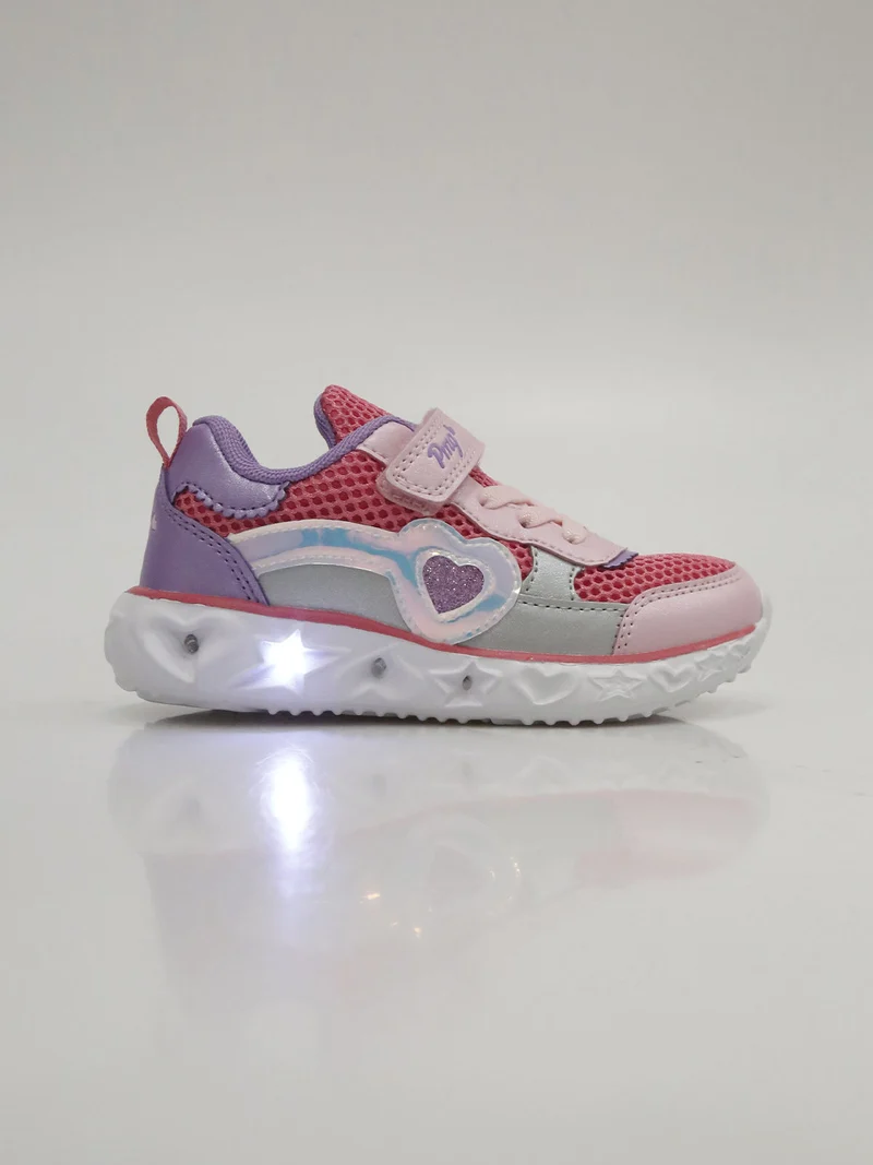 Sneakers da bambina con luci - fucsia