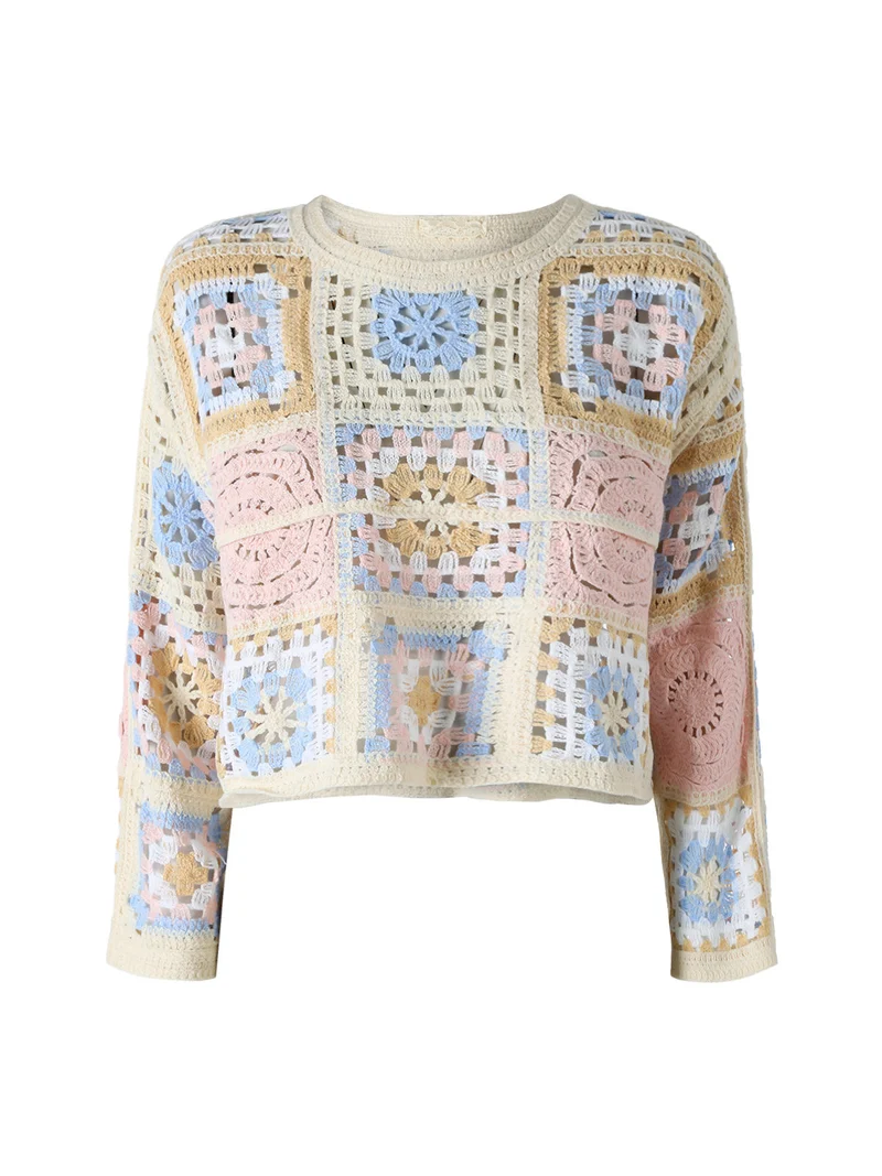 Maglia da donna colorata in macramè - rosa