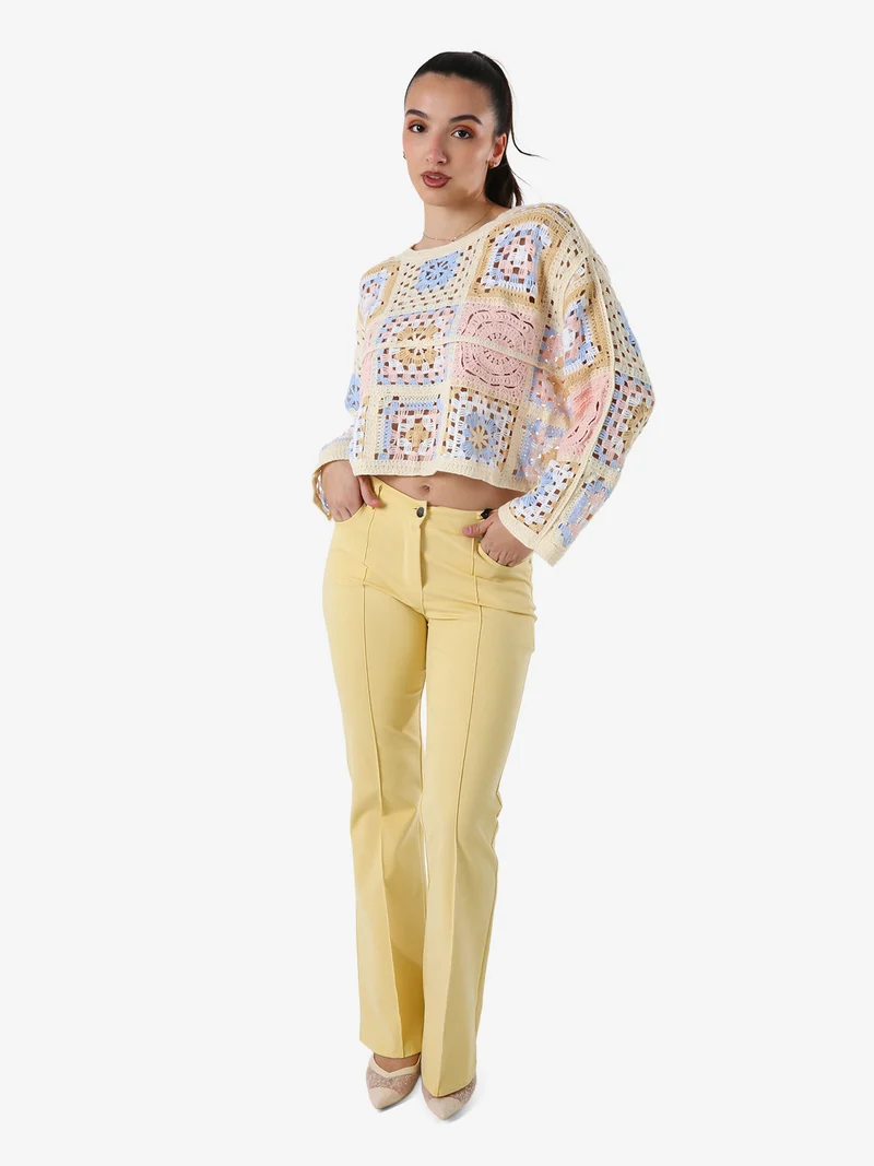 Maglia da donna colorata in macramè - rosa