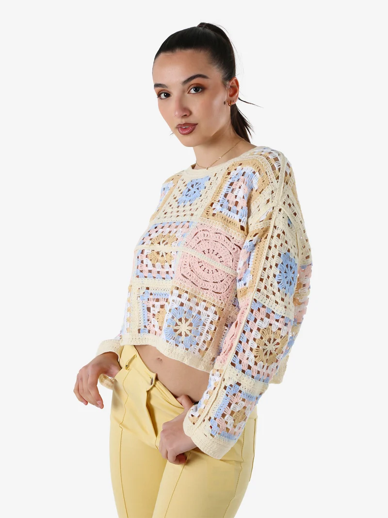 Maglia da donna colorata in macramè - rosa