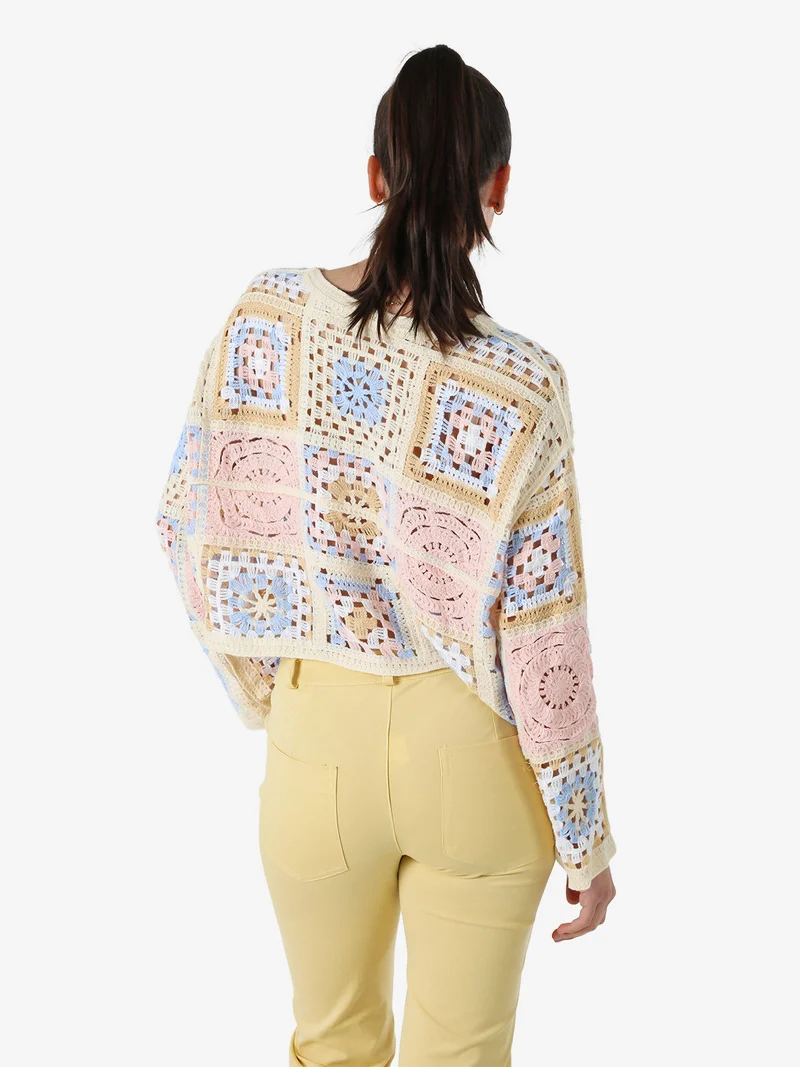 Maglia da donna colorata in macramè - rosa
