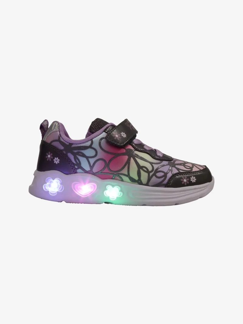 Sneakers da ragazza a fiori con luci - grigio scuro