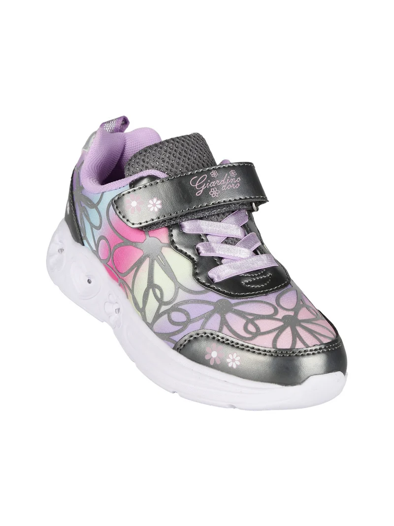 Sneakers da ragazza a fiori con luci - grigio scuro