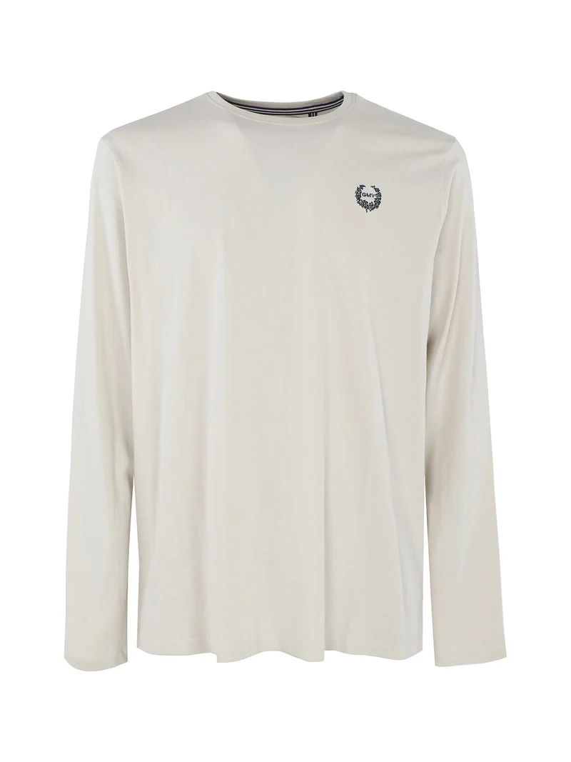 Maglietta girocollo da uomo a maniche lunghe - beige