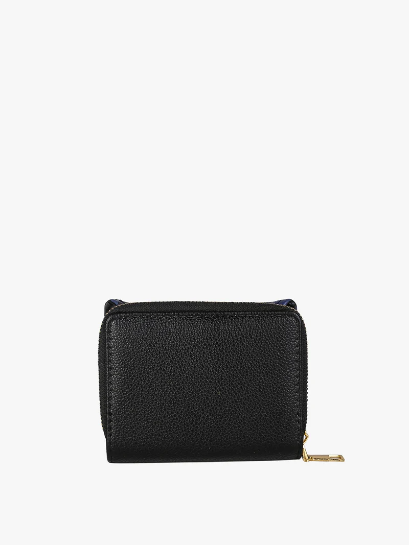 Portafoglio mini da donna con stampa monogramma - nero