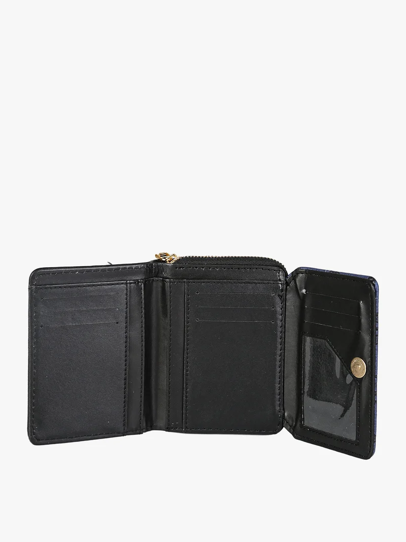 Portafoglio mini da donna con stampa monogramma - nero
