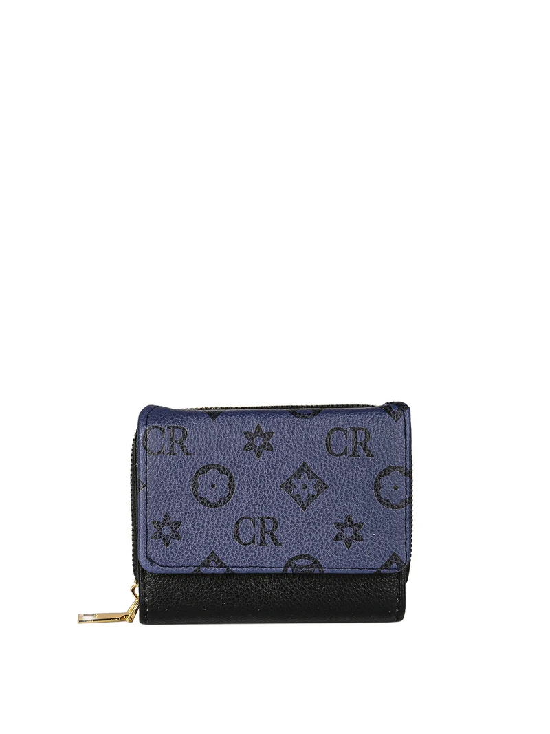 Portafoglio mini da donna con stampa monogramma - nero