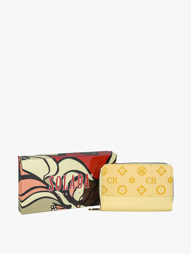 Portafoglio da donna con stampa monogramma - giallo