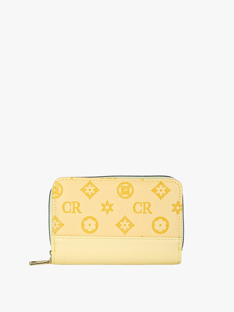 Portafoglio da donna con stampa monogramma - giallo