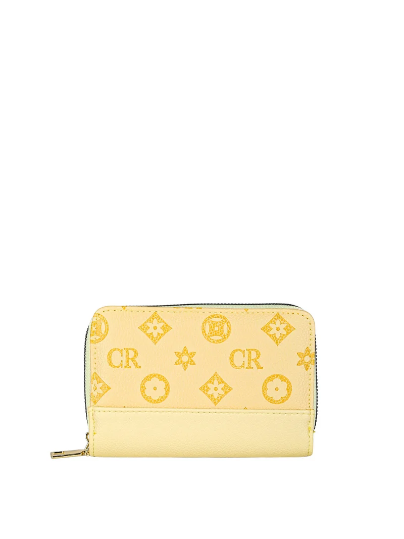 Portafoglio da donna con stampa monogramma - giallo