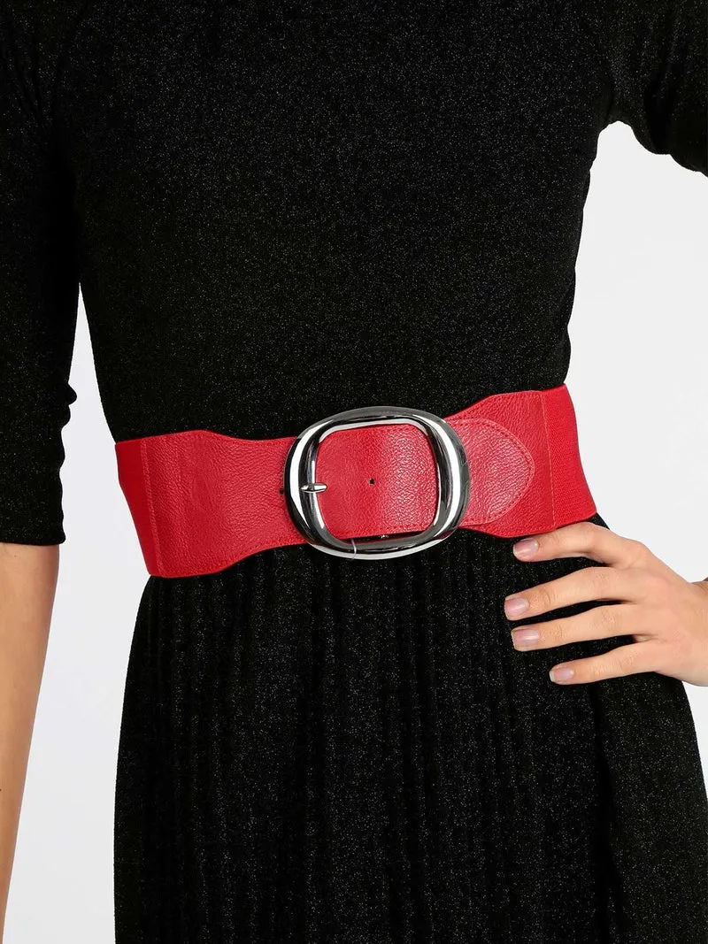Cintura stringivita con fibbia larga - rosso