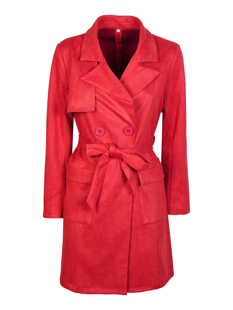 Cappotto leggero donna con cintura - rosso